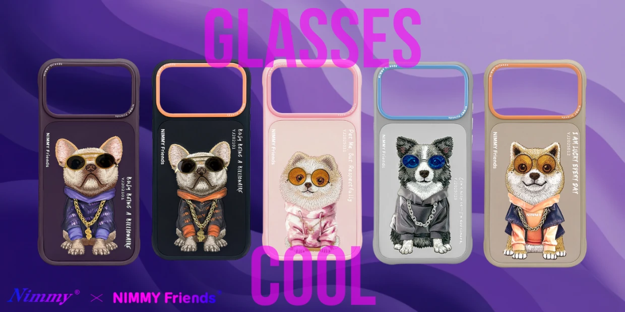 Husa Nimmy Glasses Cool Dog compatibila cu iPhone 18 Pro / 17 Pro, Bej 1 Lerato.ro