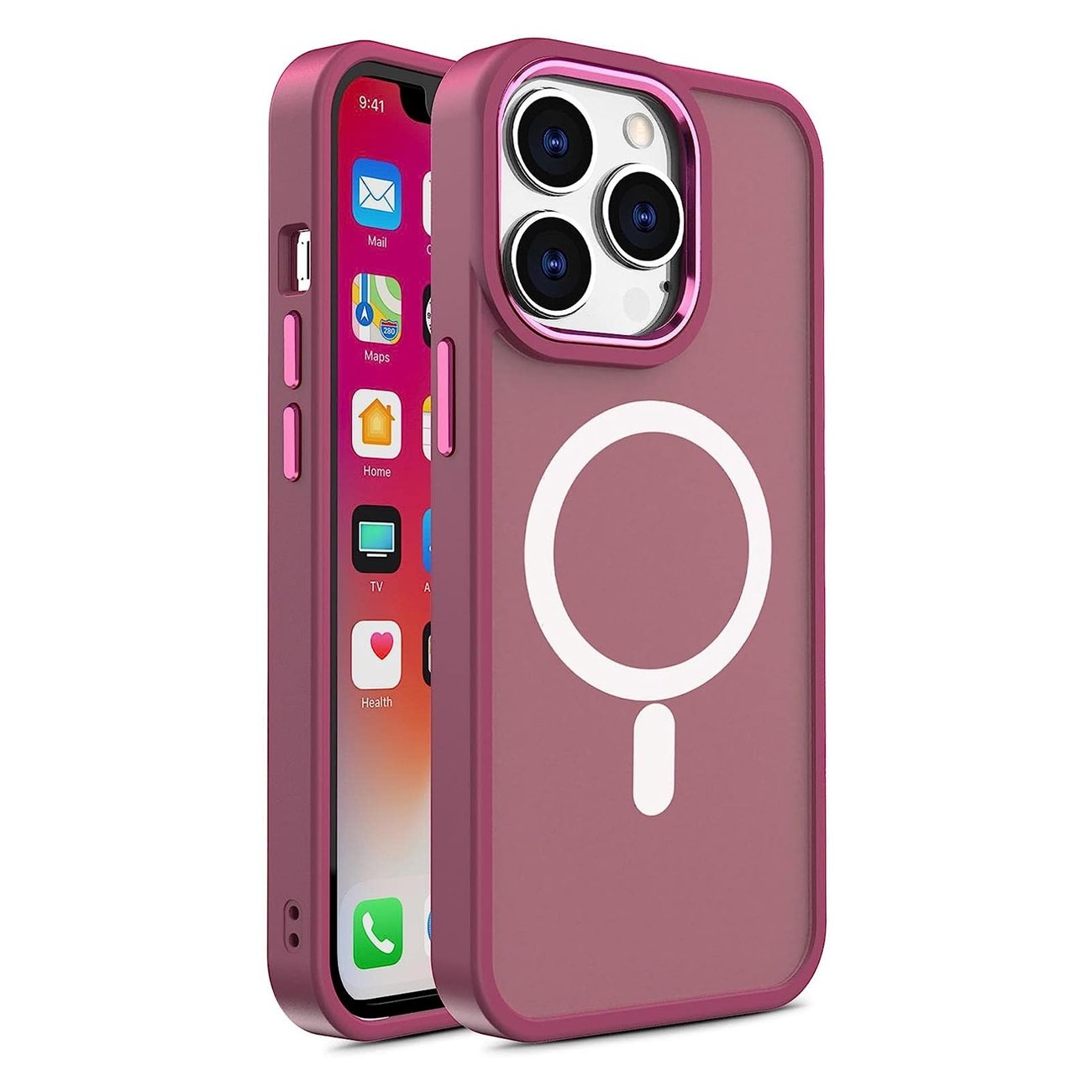Carcasa Armored Magnetic MagSafe compatibila cu iPhone 13 Red 1 Lerato.ro