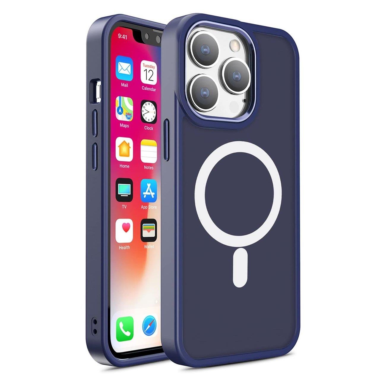 Carcasa Armored Magnetic MagSafe compatibila cu iPhone 14 Pro Blue 1 Lerato.ro