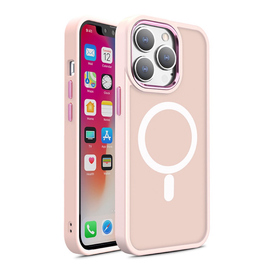 Carcasa Armored Magnetic MagSafe compatibila cu iPhone 15 Pro Max Pink 1 Lerato.ro