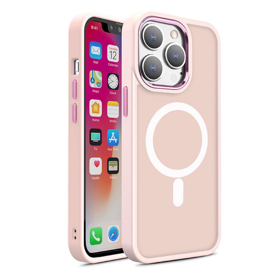 Carcasa Armored Magnetic MagSafe compatibila cu iPhone 15 Pro Pink 1 Lerato.ro