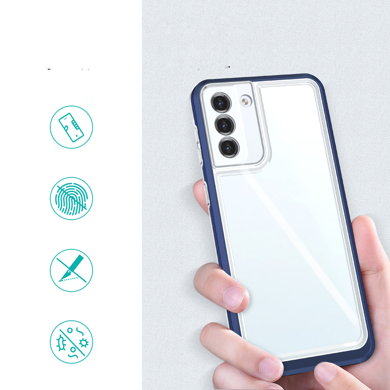 Carcasa Clear 3 in 1 compatibila cu Samsung Galaxy S23 Plus Blue 1 Lerato.ro