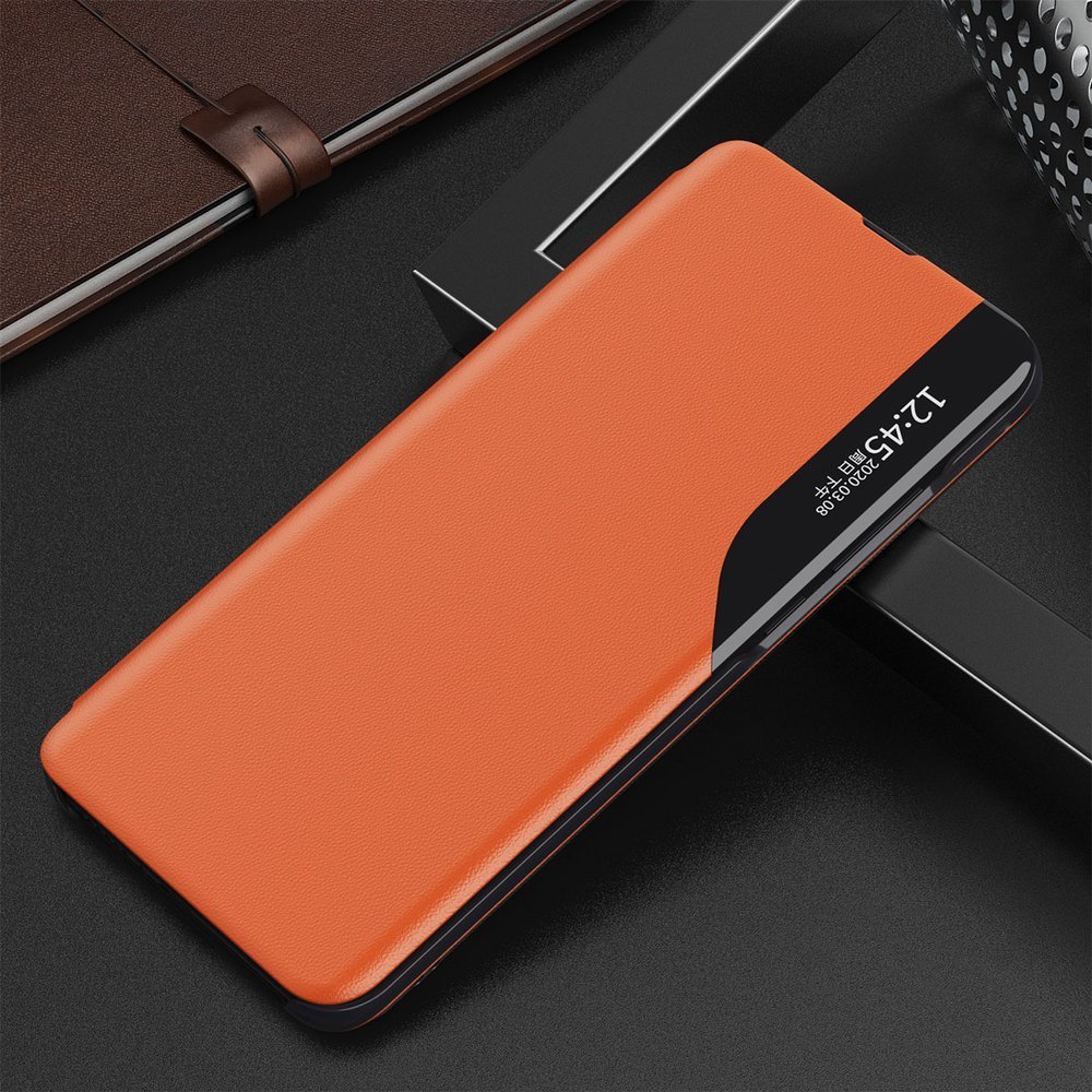 Husa Eco Leather View compatibila cu Samsung Galaxy S21 Orange 1 Lerato.ro