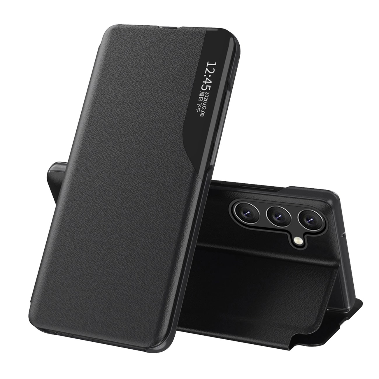 Husa Eco Leather View compatibila cu Samsung Galaxy S24 FE Black 1 Lerato.ro