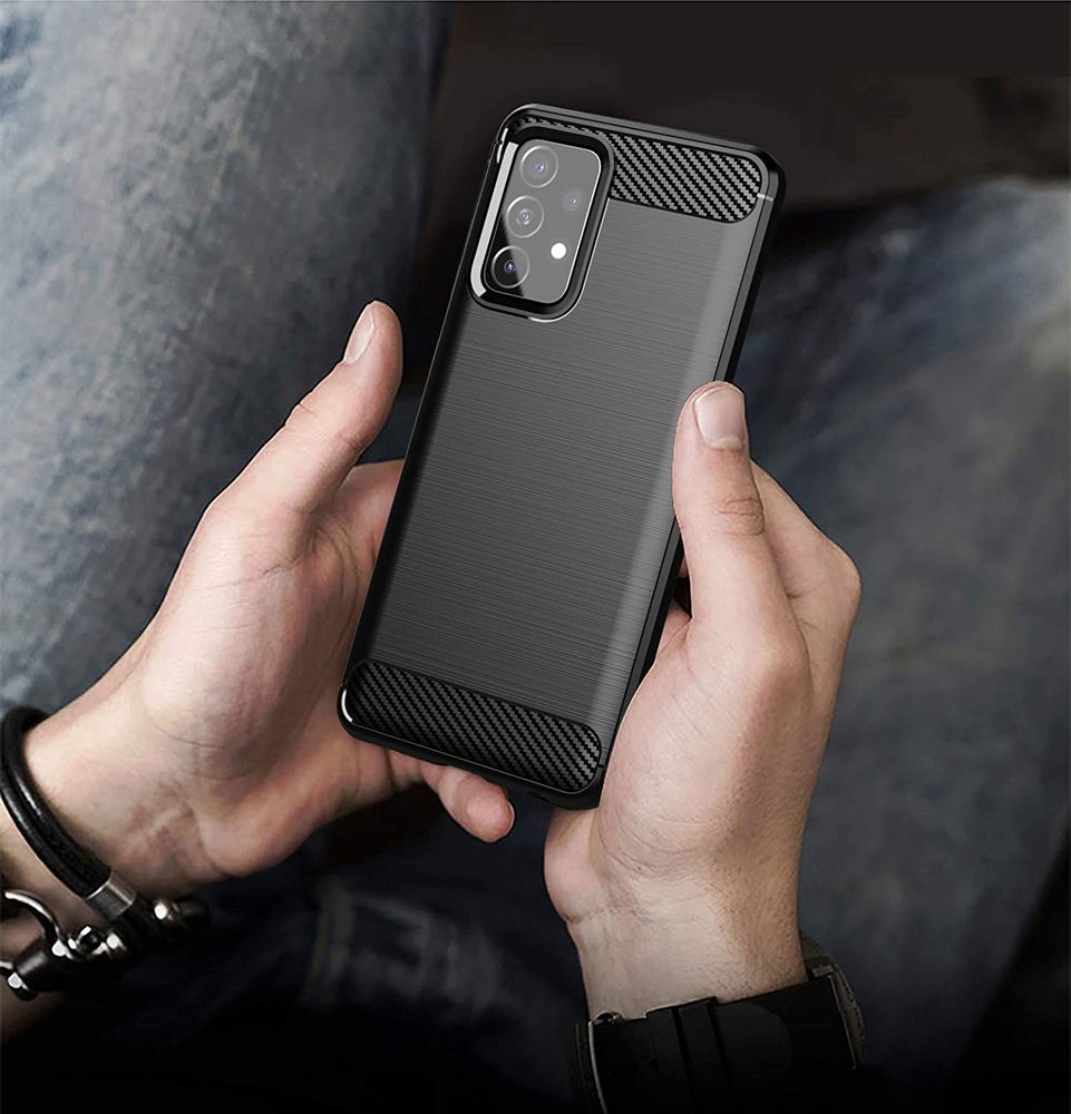 Carcasa Flexible Carbon compatibila cu Samsung Galaxy A52 4G/5G Black 1 Lerato.ro