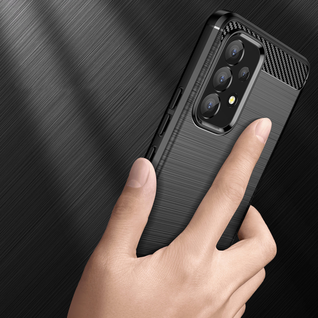 Carcasa Flexible Carbon compatibila cu Samsung Galaxy A53 5G Black 1 Lerato.ro