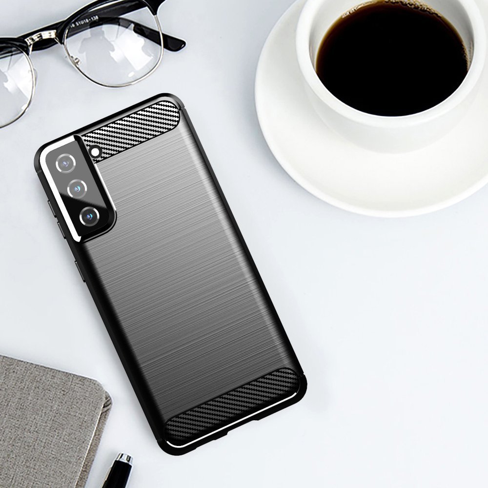 Carcasa Flexible Carbon compatibila cu Samsung Galaxy S21 Plus Black 1 Lerato.ro