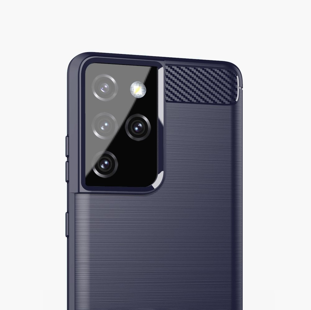Carcasa Flexible Carbon compatibila cu Samsung Galaxy S21 Ultra Blue 1 Lerato.ro
