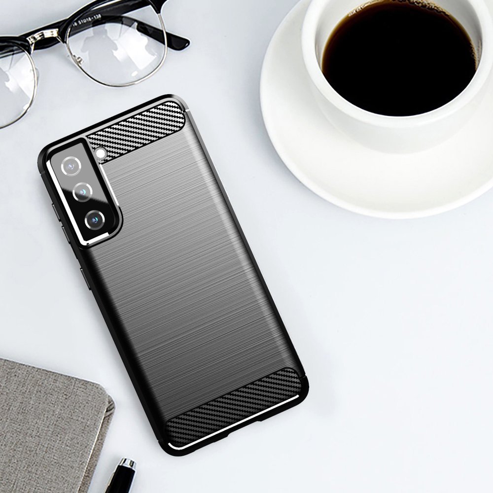 Carcasa Flexible Carbon compatibila cu Samsung Galaxy S21 Black 1 Lerato.ro