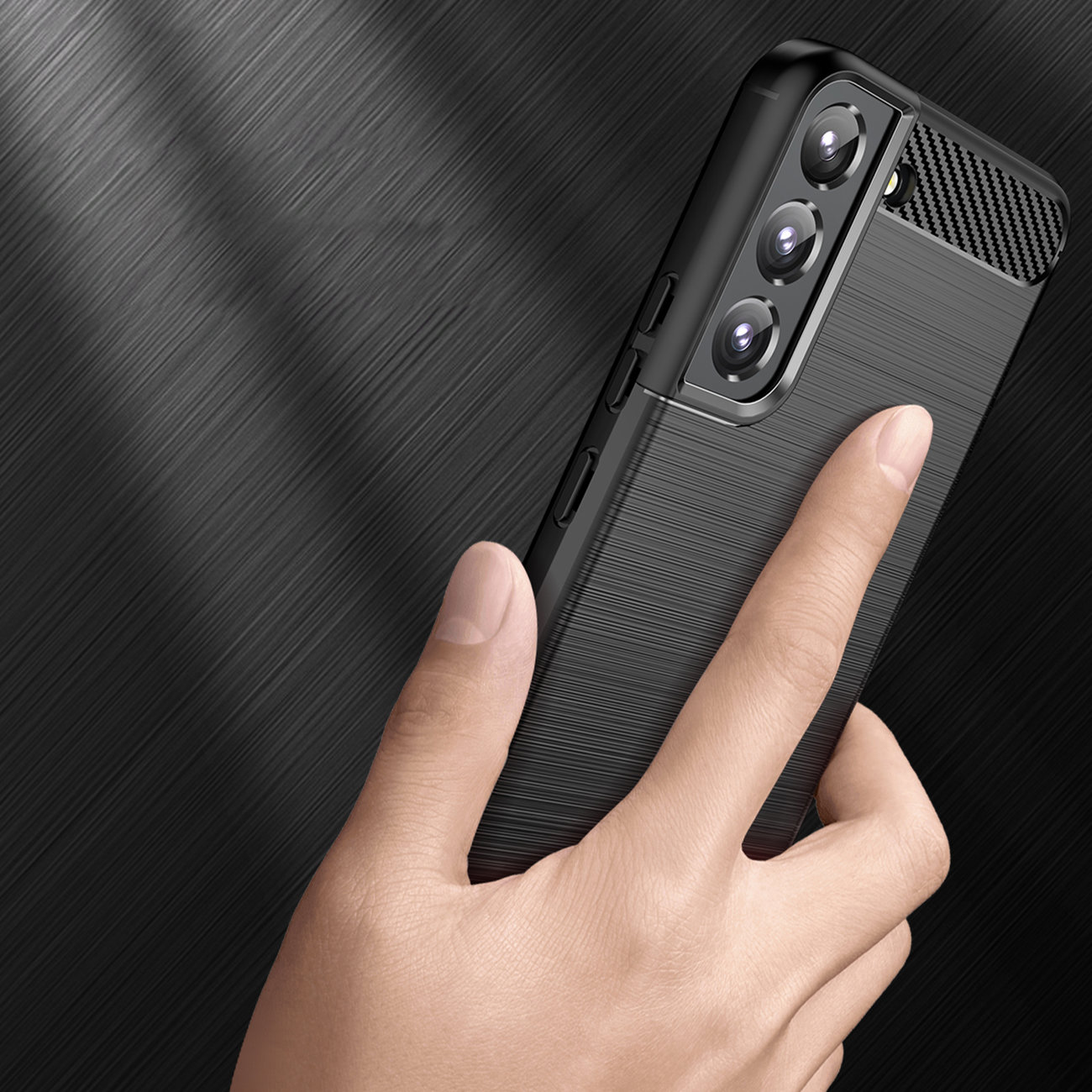 Carcasa Flexible Carbon compatibila cu Samsung Galaxy S22 Plus Black 1 Lerato.ro
