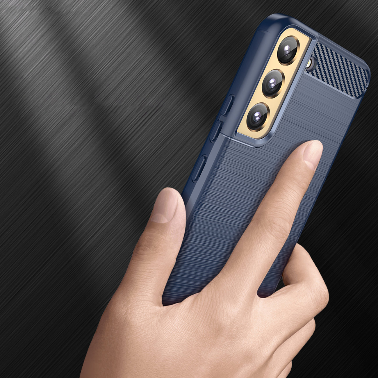 Carcasa Flexible Carbon compatibila cu Samsung Galaxy S23 Blue 1 Lerato.ro