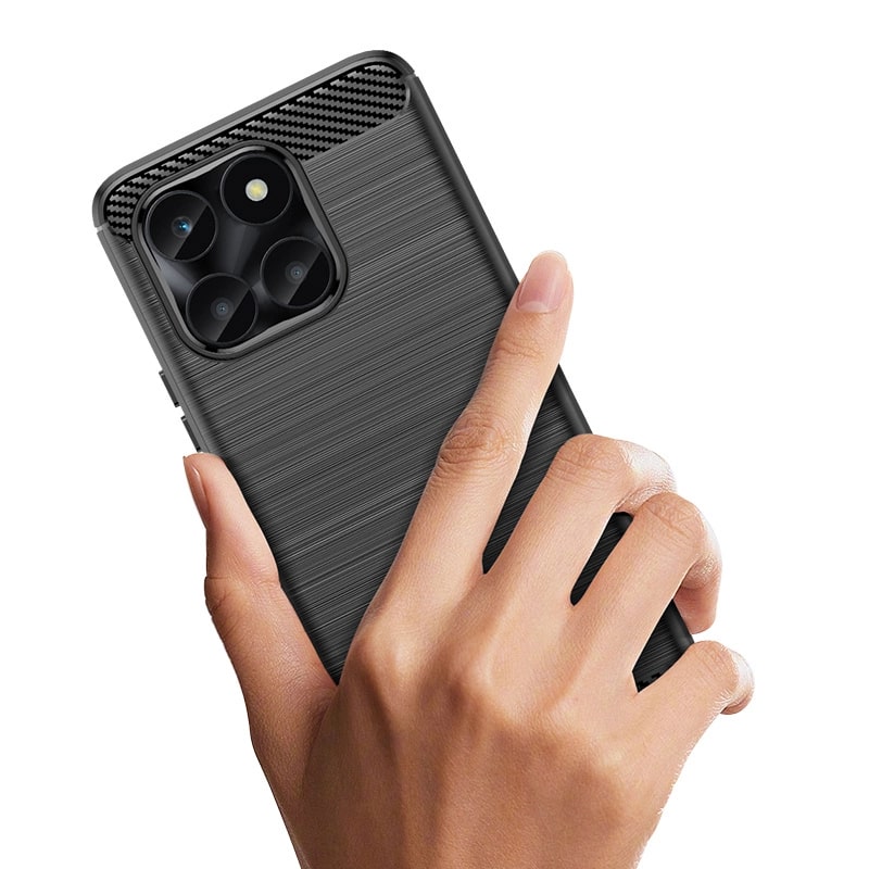 Carcasa Flexible Carbon compatibila cu Honor X6a Black 1 Lerato.ro