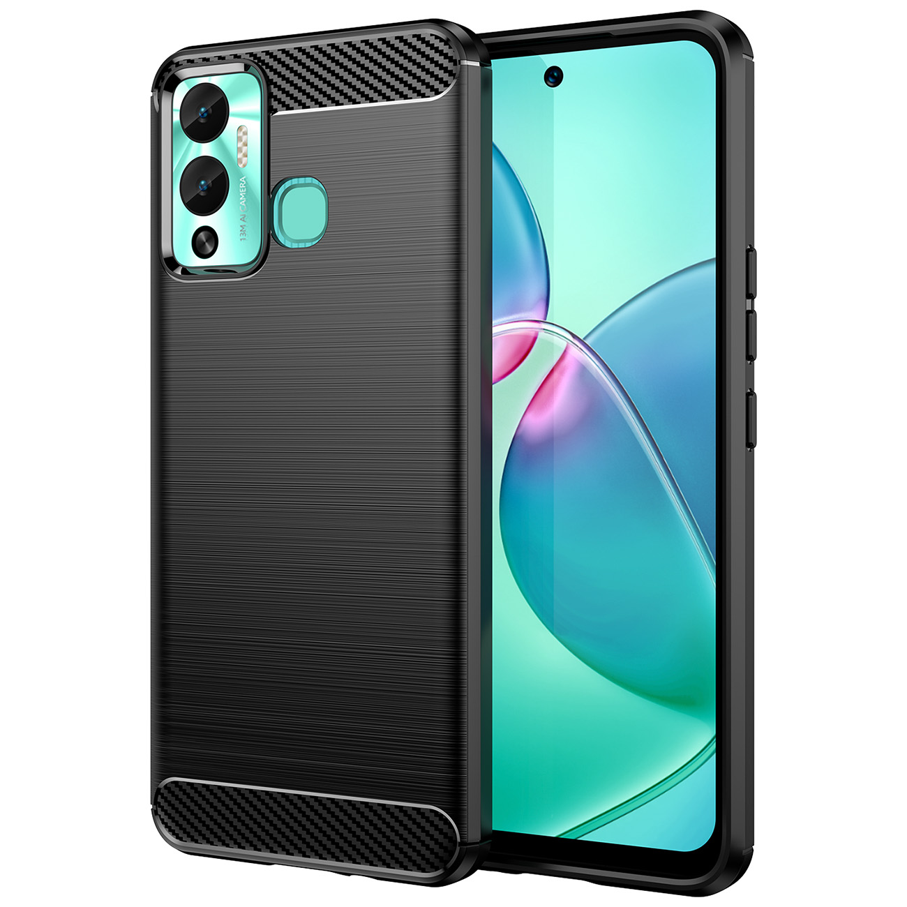 Carcasa Flexible Carbon compatibila cu Infinix Hot 12 Play / 12 Play NFC Black