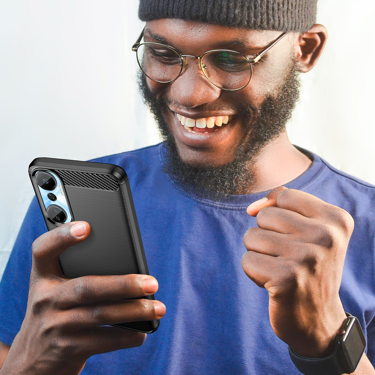 Carcasa Flexible Carbon compatibila cu Infinix Hot 20 Black 1 Lerato.ro