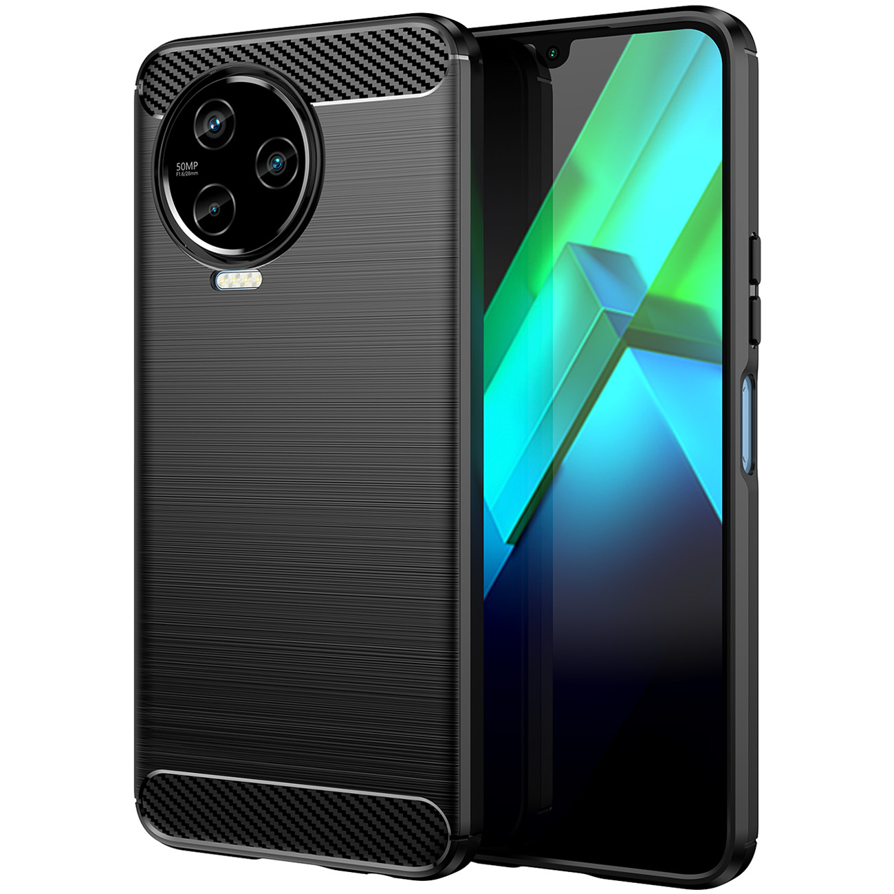 Carcasa Flexible Carbon compatibila cu Infinix Note 12 2023 / Note 12 Pro Black