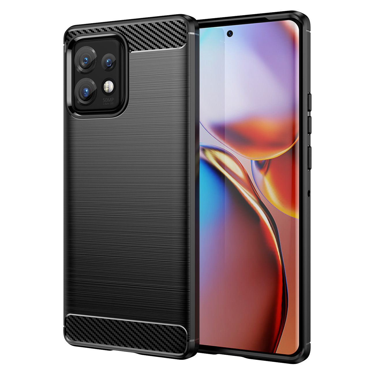 Carcasa Flexible Carbon compatibila cu Motorola Edge Plus 2023 / Moto X40 / Moto X40 Pro Black