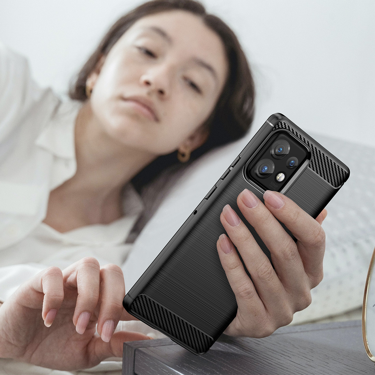 Carcasa Flexible Carbon compatibila cu Motorola Edge Plus 2023 / Moto X40 / Moto X40 Pro Black 1 Lerato.ro