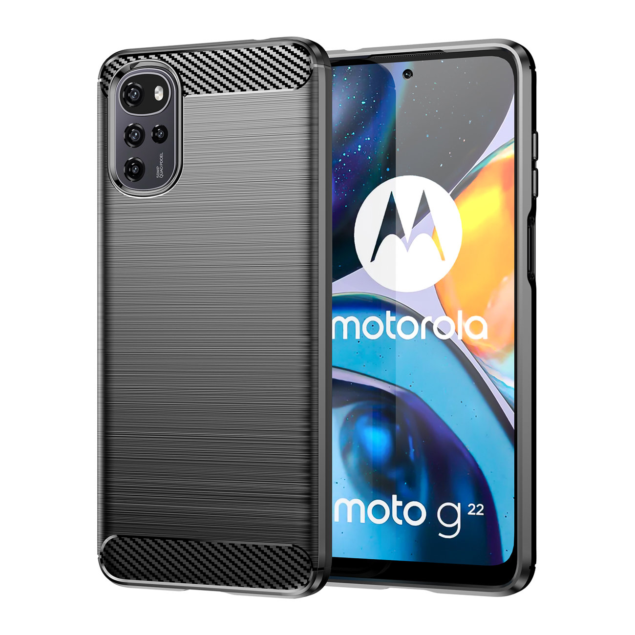 Carcasa Flexible Carbon compatibila cu Motorola Moto E32 Black 1 Lerato.ro