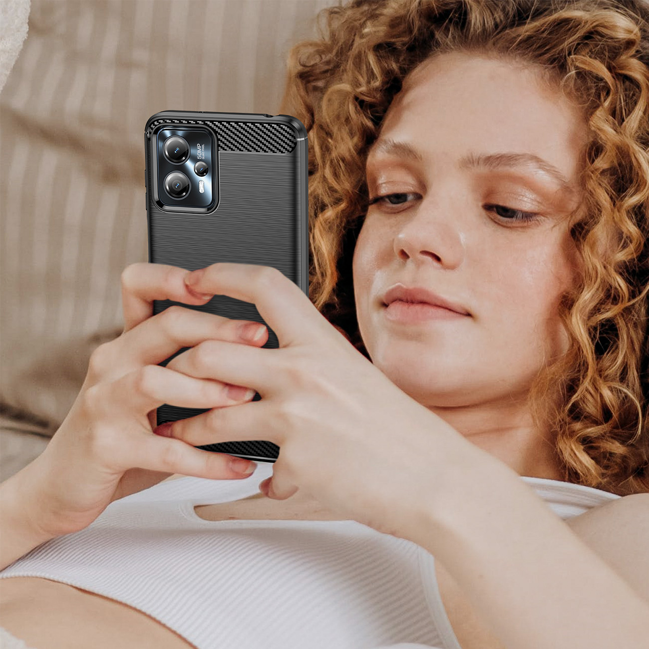 Carcasa Flexible Carbon compatibila cu Motorola Moto G13 Black 1 Lerato.ro