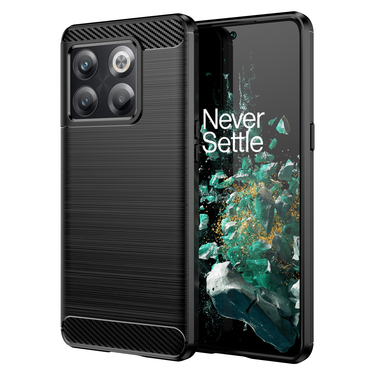 Carcasa Flexible Carbon compatibila cu OnePlus 10T / Ace Pro Black 1 Lerato.ro