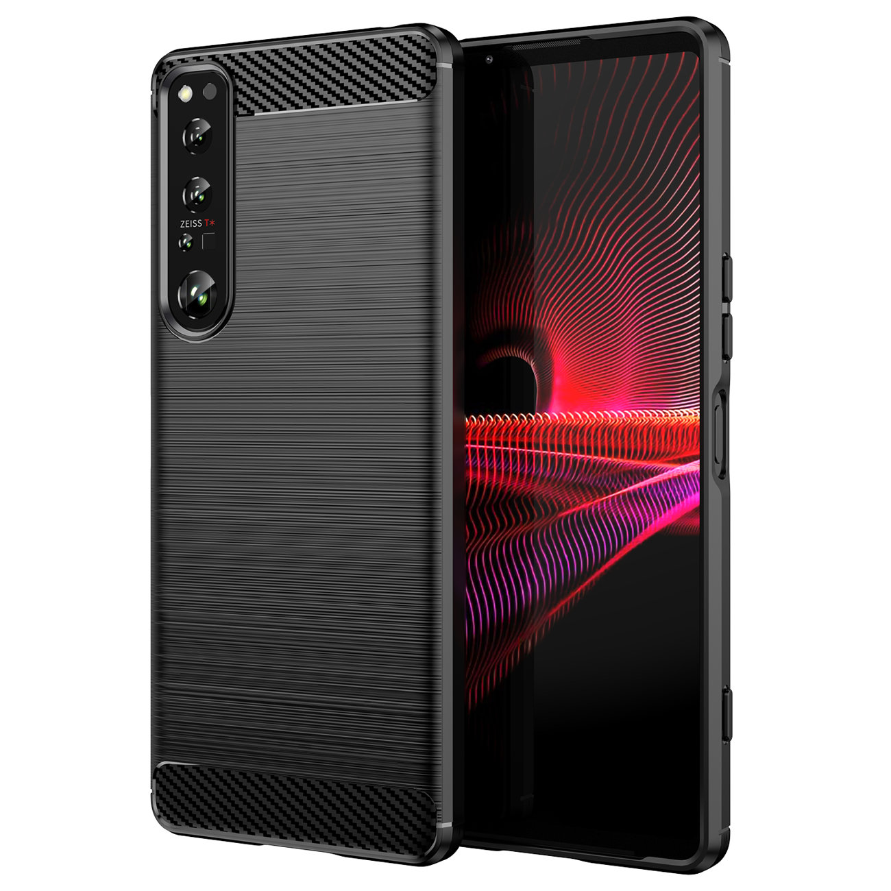 Carcasa Flexible Carbon compatibila cu Sony Xperia 1 IV Black 1 Lerato.ro