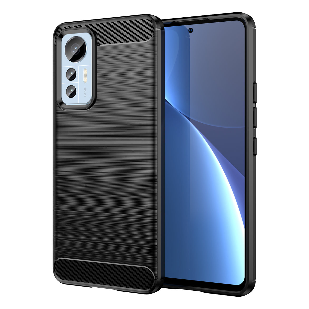 Carcasa Flexible Carbon compatibila cu Xiaomi 12 Lite Black 1 Lerato.ro