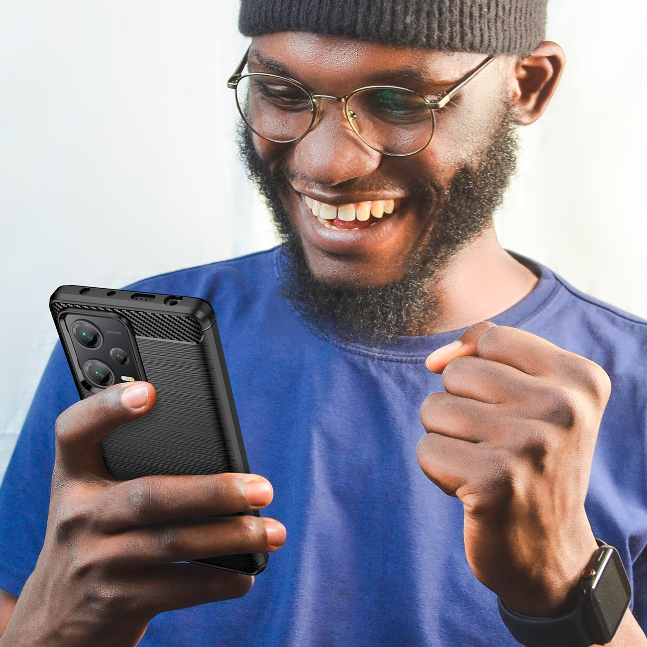 Carcasa Flexible Carbon compatibila cu Xiaomi Redmi Note 12 Pro Plus Black 1 Lerato.ro