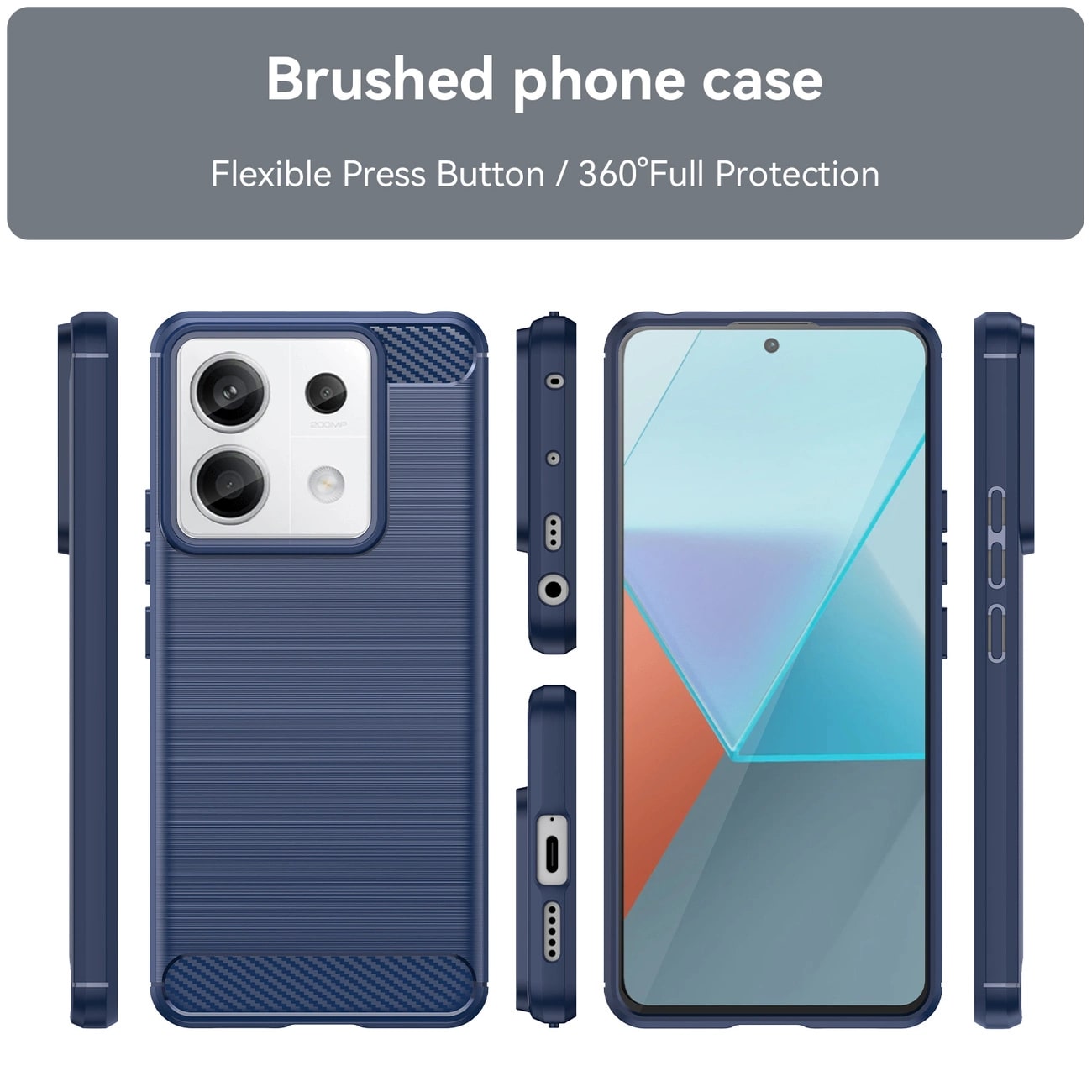 Carcasa Flexible Carbon compatibila cu Xiaomi Redmi Note 13 Pro 4G Blue 1 Lerato.ro