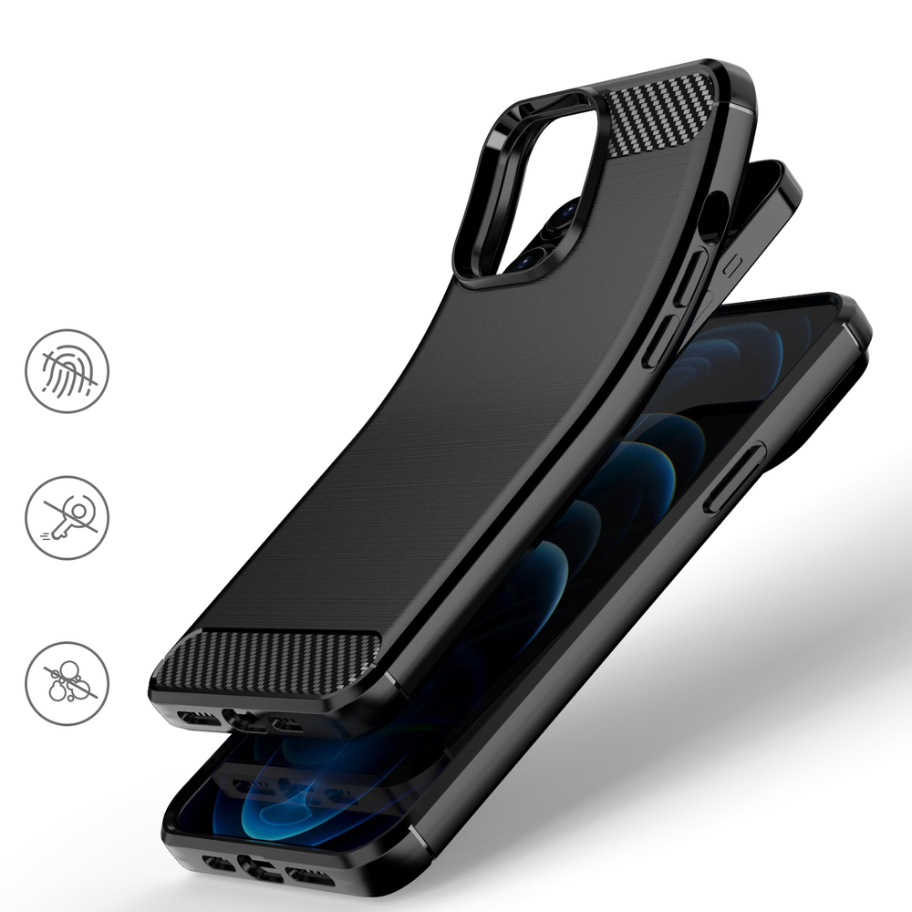 Carcasa Flexible Carbon compatibila cu iPhone 13 Pro Max Black 1 Lerato.ro
