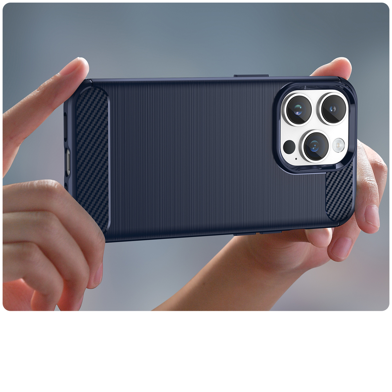 Carcasa Flexible Carbon compatibila cu iPhone 14 Pro Max Blue 1 Lerato.ro