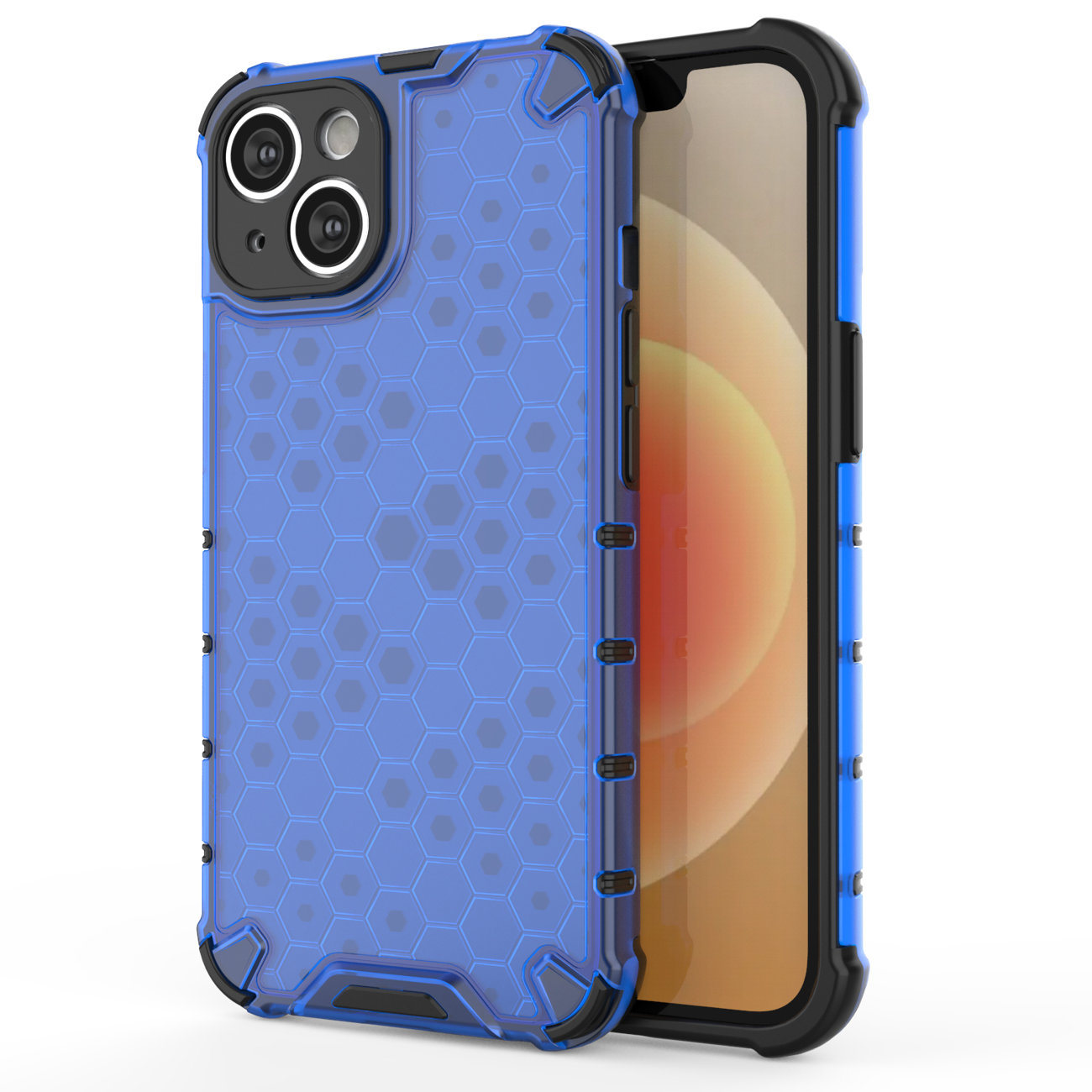 Carcasa Honeycomb compatibila cu iPhone 14 Blue 1 Lerato.ro