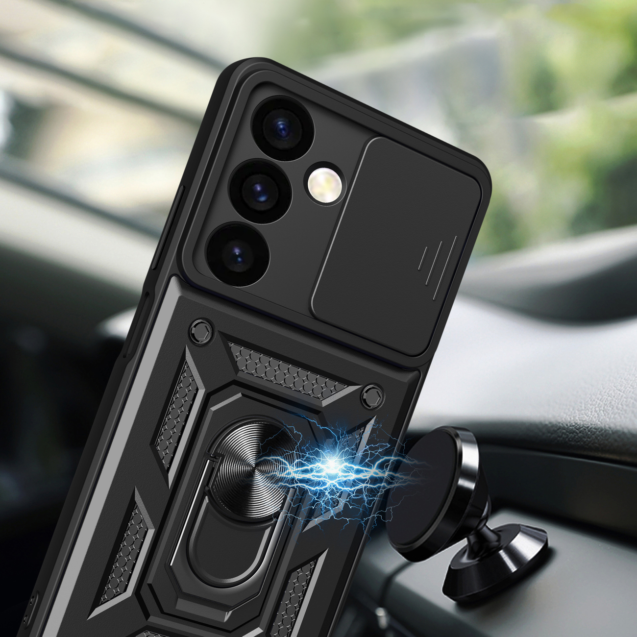 Carcasa Hybrid Armor CamShield compatibila cu Samsung Galaxy S24 Plus Black 1 Lerato.ro