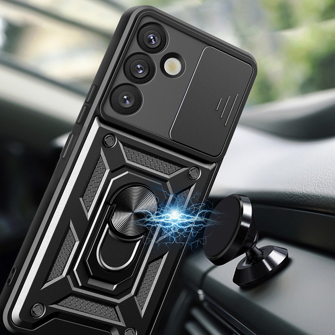 Carcasa Hybrid Armor CamShield compatibila cu Samsung Galaxy S25 Plus Black 1 Lerato.ro