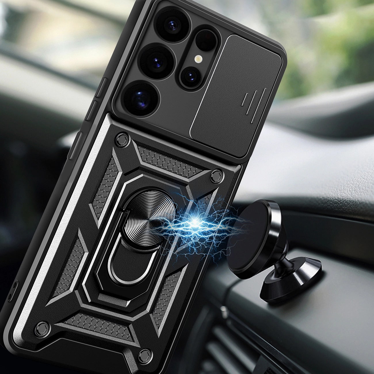 Carcasa Hybrid Armor CamShield compatibila cu Samsung Galaxy S25 Ultra Black 1 Lerato.ro