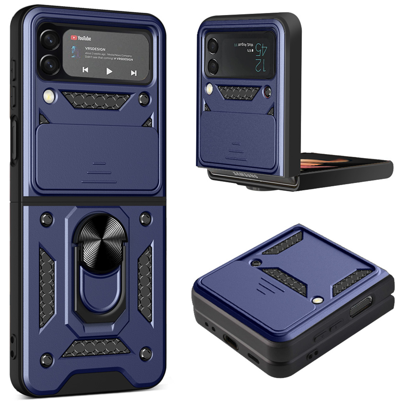 Carcasa Hybrid Armor CamShield compatibila cu Samsung Galaxy Z Flip 4 5G Blue 1 Lerato.ro