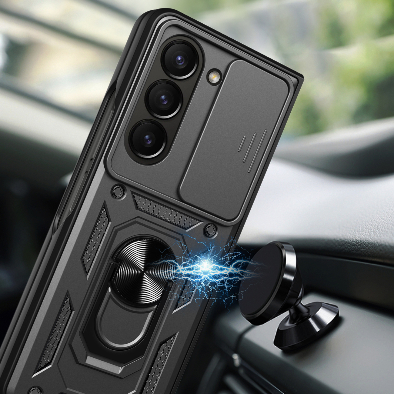Carcasa Hybrid Armor CamShield compatibila cu Samsung Galaxy Z Fold 5 Black 1 Lerato.ro