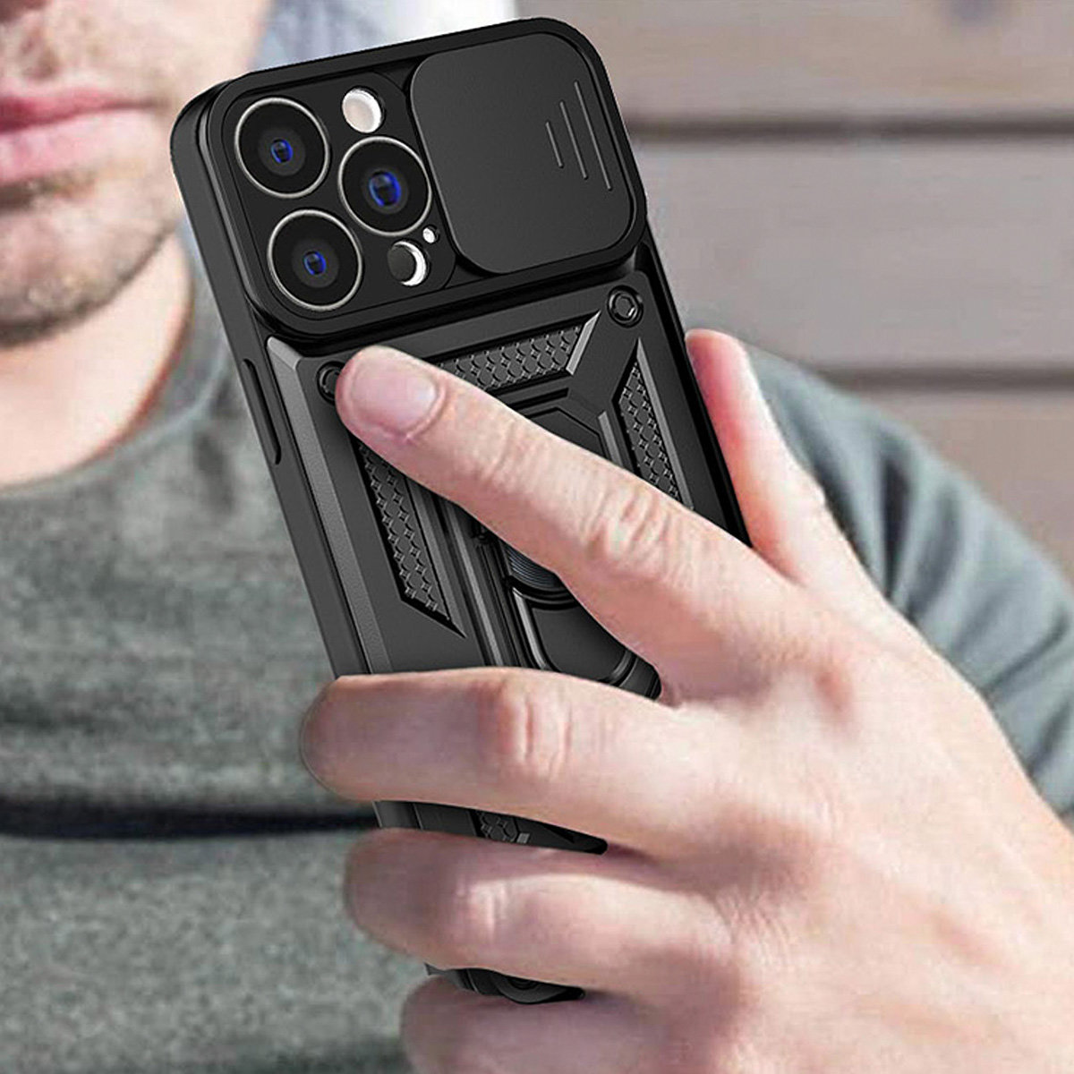 Carcasa Hybrid Armor CamShield compatibila cu Motorola Moto E22/E22i Black 1 Lerato.ro