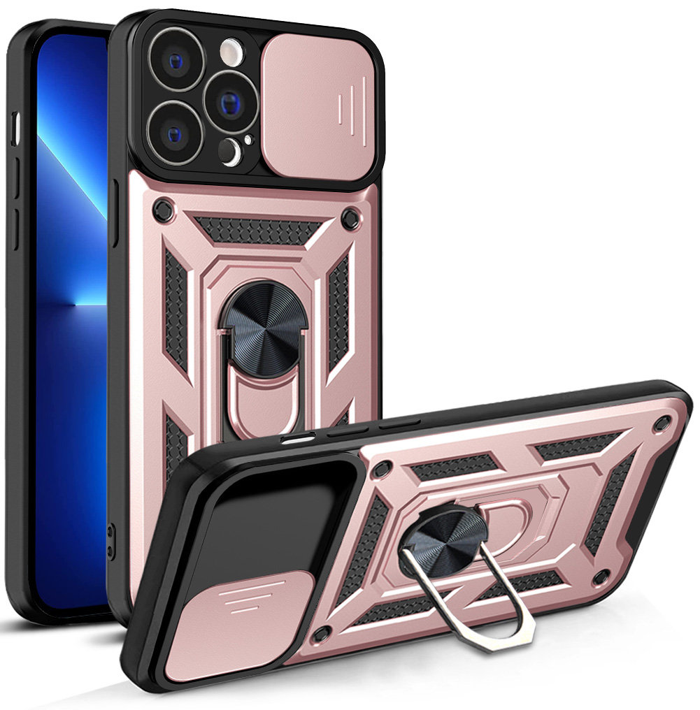 Carcasa Hybrid Armor CamShield compatibila cu iPhone 13 Pro Pink 1 Lerato.ro