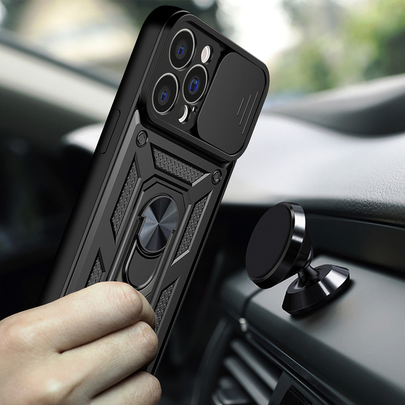 Carcasa Hybrid Armor CamShield compatibila cu iPhone 14 Black 1 Lerato.ro