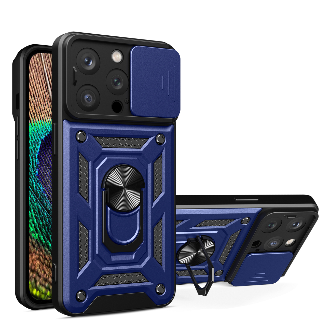 Carcasa Hybrid Armor CamShield compatibila cu iPhone 15 Pro Max Blue 1 Lerato.ro