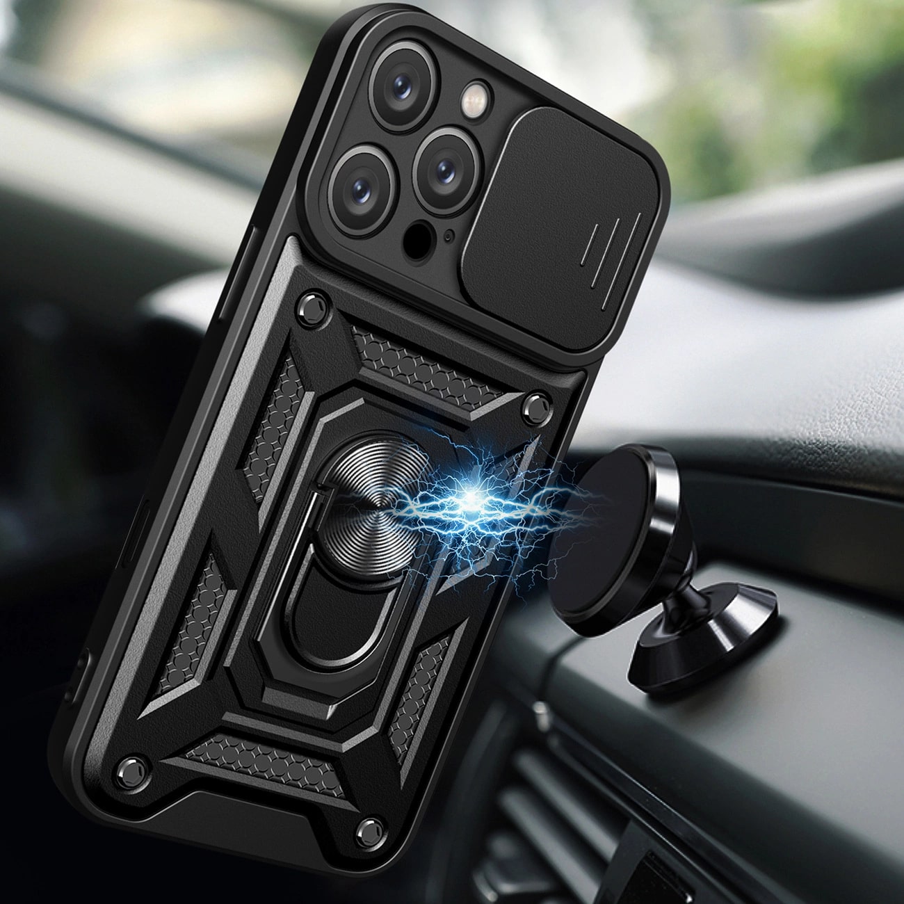 Carcasa Hybrid Armor CamShield compatibila cu iPhone 16 Pro Black 1 Lerato.ro