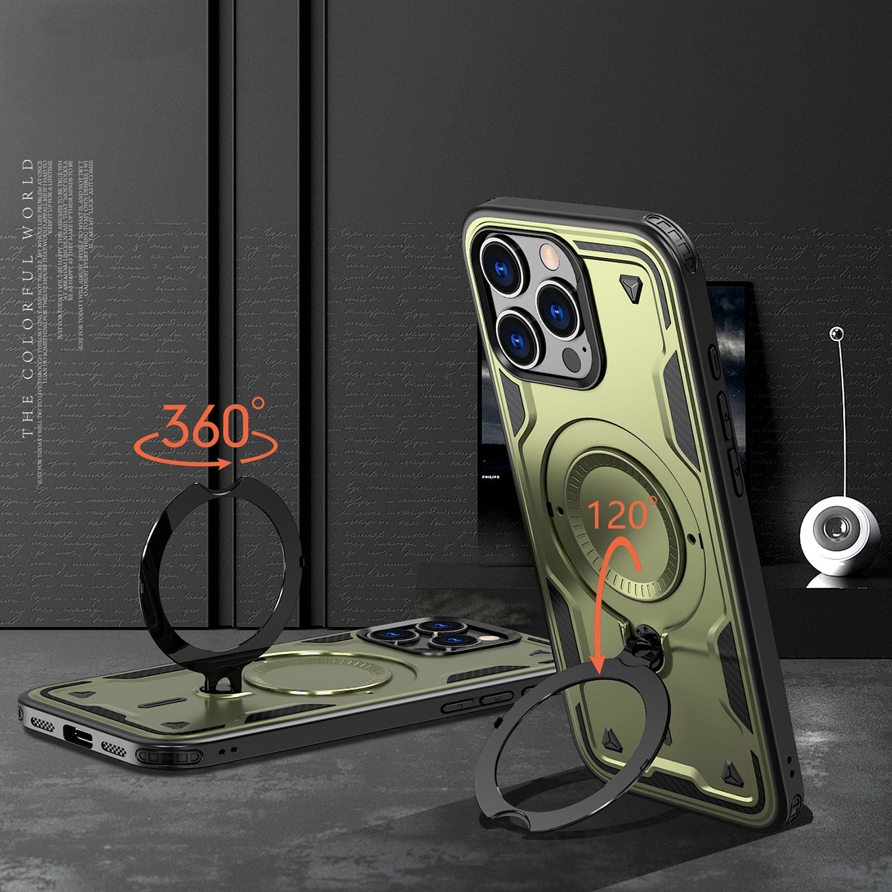 Carcasa Hybrid Armor Trendy MagSafe compatibila cu iPhone 16 Pro Green 1 Lerato.ro