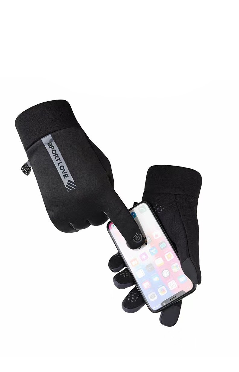 Manusi sport de iarna pentru barbati Windproof Gloves, Compatibile Touchscreen, Marime universala, Negru/Gri 1 Lerato.ro