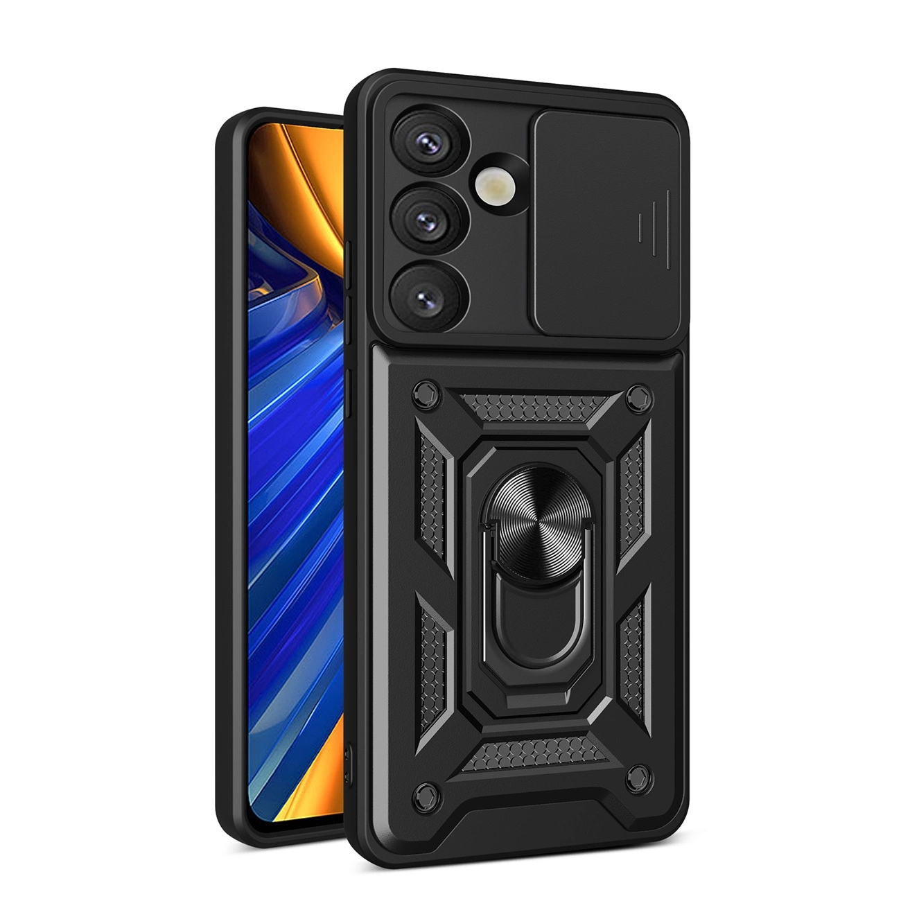 Carcasa Hybrid Armor Camshield cu suport si capac pentru camera, compatibila cu OnePlus Ace Pro 5G / 10T 5G, Negru