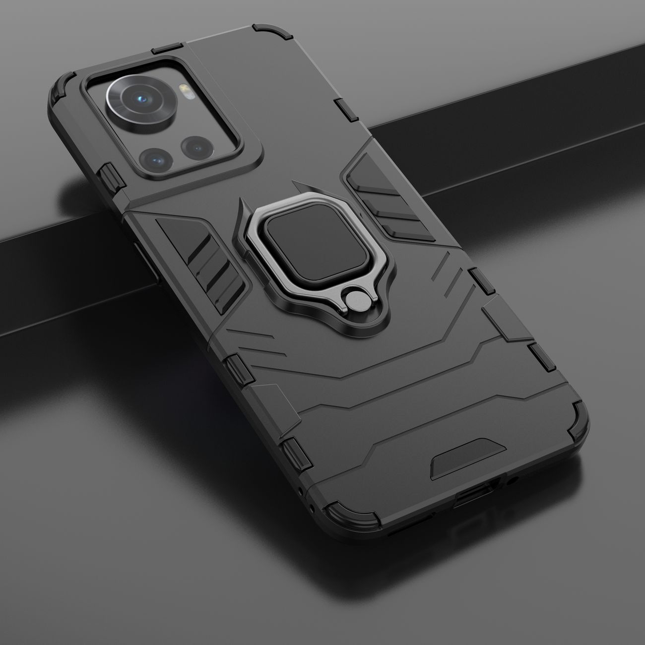 Carcasa Ring Armor compatibila cu OnePlus Ace Black 1 Lerato.ro