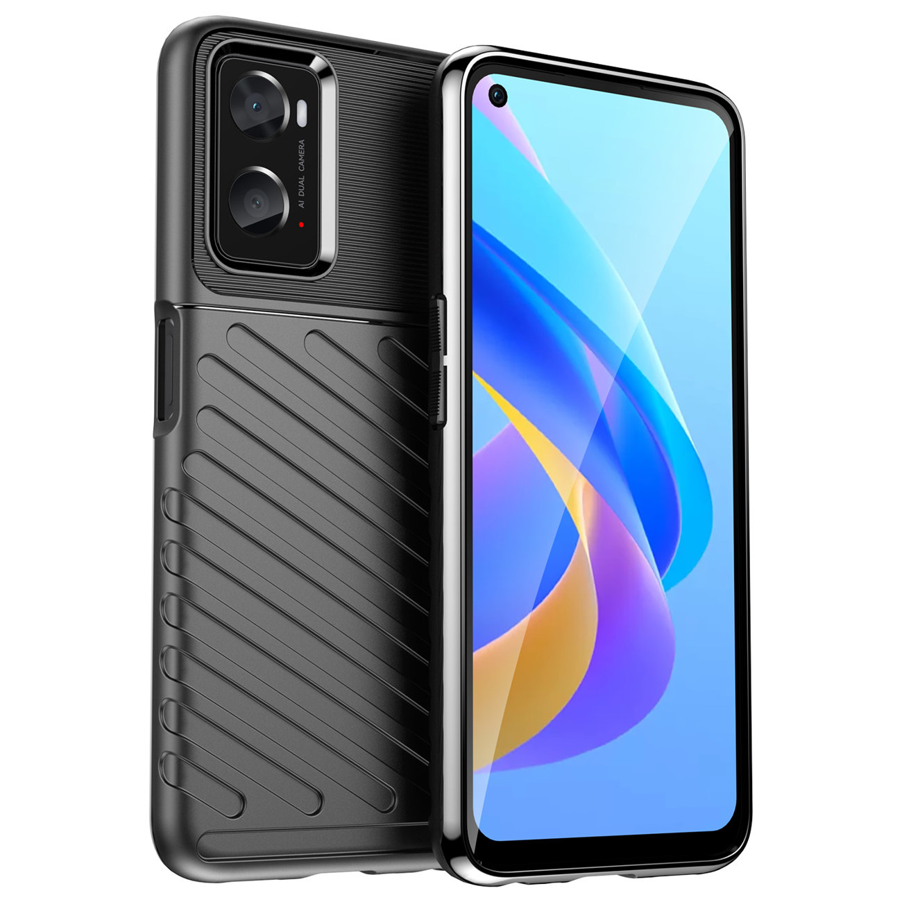 Carcasa Thunder Flexible compatibila cu Realme 9i si Oppo A36/A76 Black