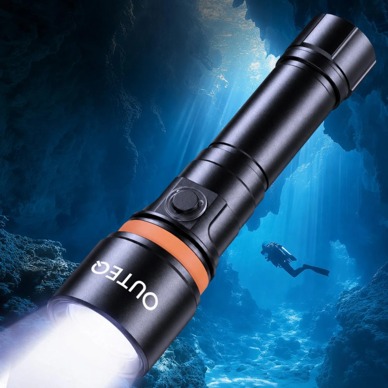 Lanterna OUTEQ FL2, LED, 15W, 1400 lm, 3000mAh, incarcare USB-C, IP68, Diving Mode, Negru 1 Lerato.ro