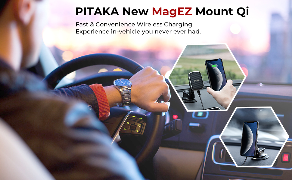 Suport auto PITAKA MagMount Qi Wireless Dashboard Mount Black 1 Lerato.ro