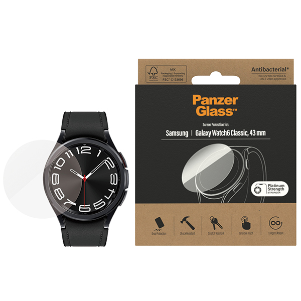 Folie sticla securizata PanzerGlass compatibila cu Samsung Galaxy Watch 6 43mm, Transparent 1 Lerato.ro