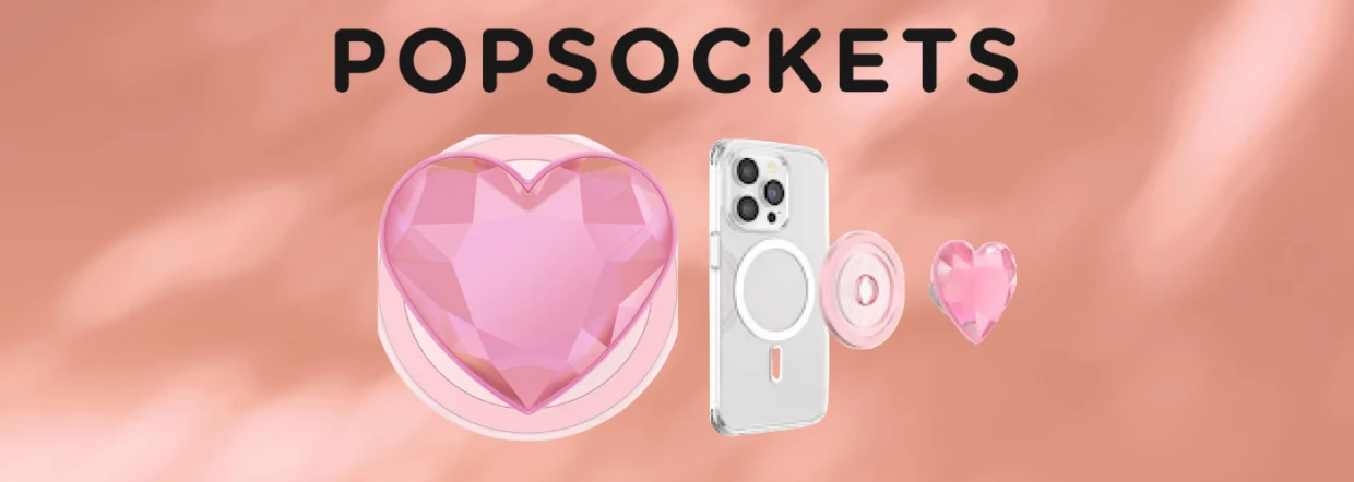 Suport universal pentru telefon PopSockets Crystal Heart Grip, Extensibil, Roz 1 Lerato.ro